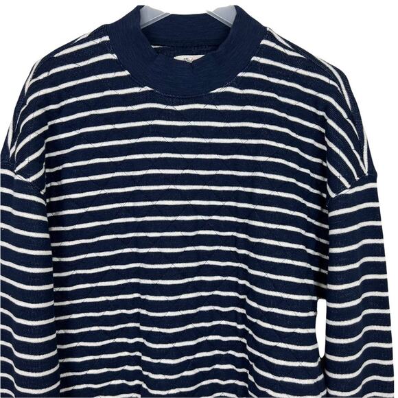 Madewell Quilted Mockneck Striped Sweatshirt Size Small - Picture 3 of 10